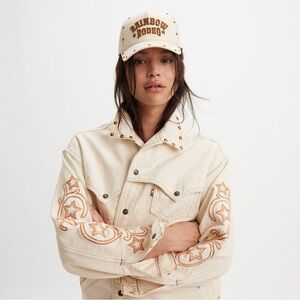 Levi's Beige Embroidered rainbow rodeo oversized jacket